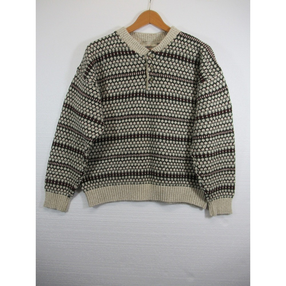 Liberty Old Glory Henley Sweater Men Large Cotton Pullover Grandpa